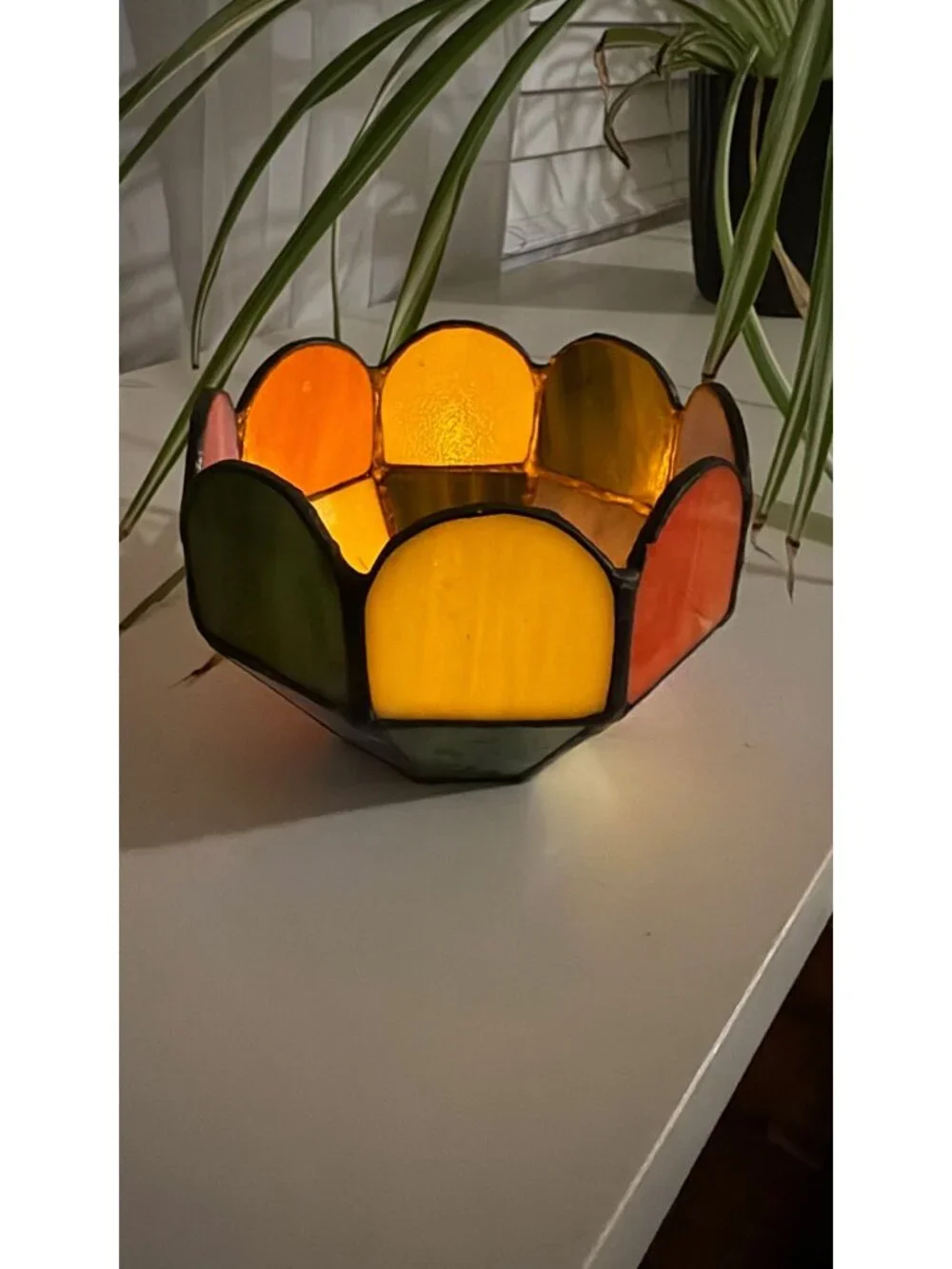 Multi-colored Stained Glass Candleholder